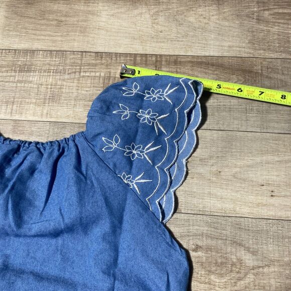 Btween Girls Loose Cropped Boho Sleeve Embroidered Shirt Size 12 - Picture 8 of 8